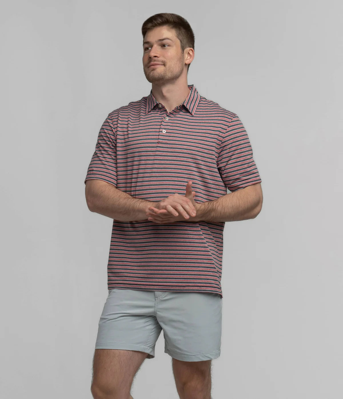Cahaba Heather Stripe Polo | Black Cherry