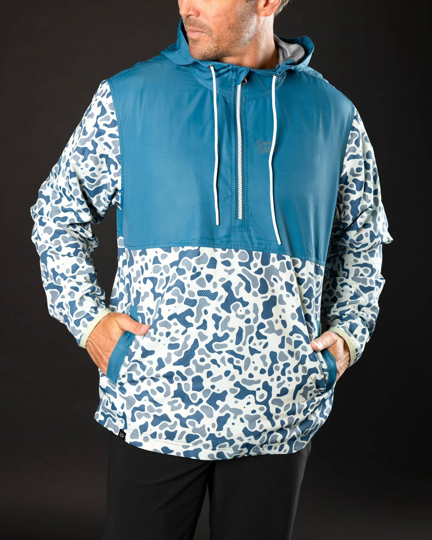 Quarter Zip Jacket - Cream/Blue Camo