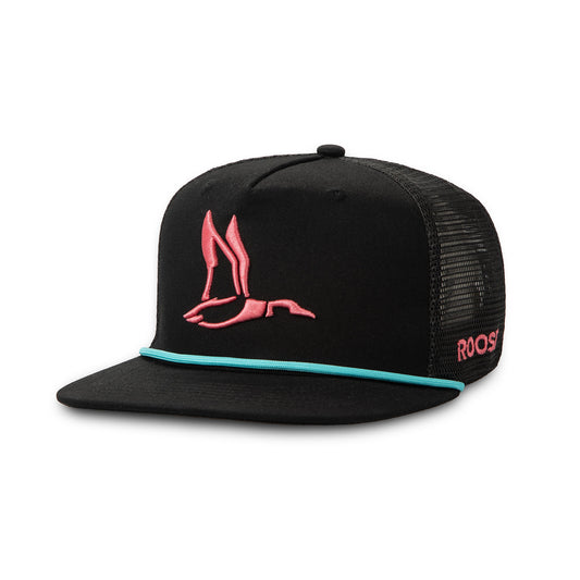 Canvas 3D Puff Pink Duck Rope Hat | Black