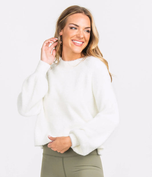 Cropped Feather Knit Sweater