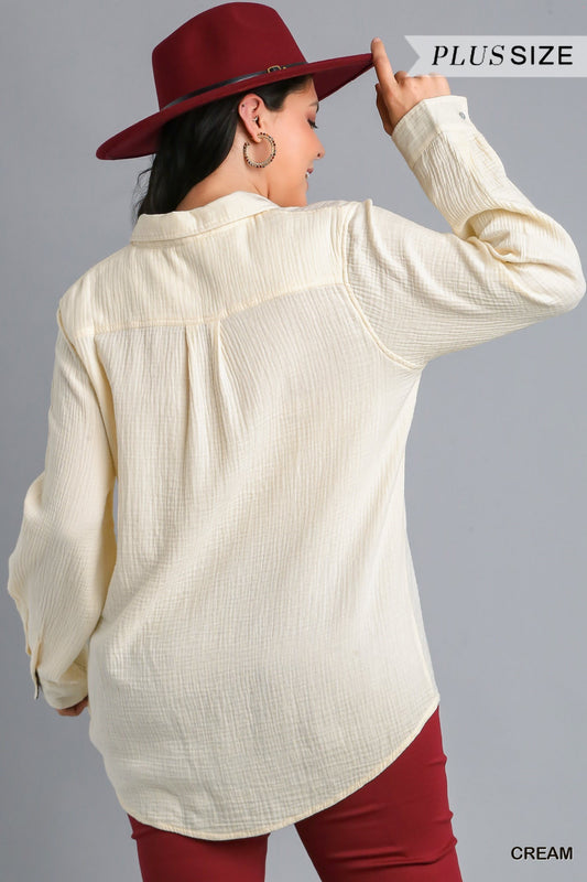 Plus Size Linen Button Down
