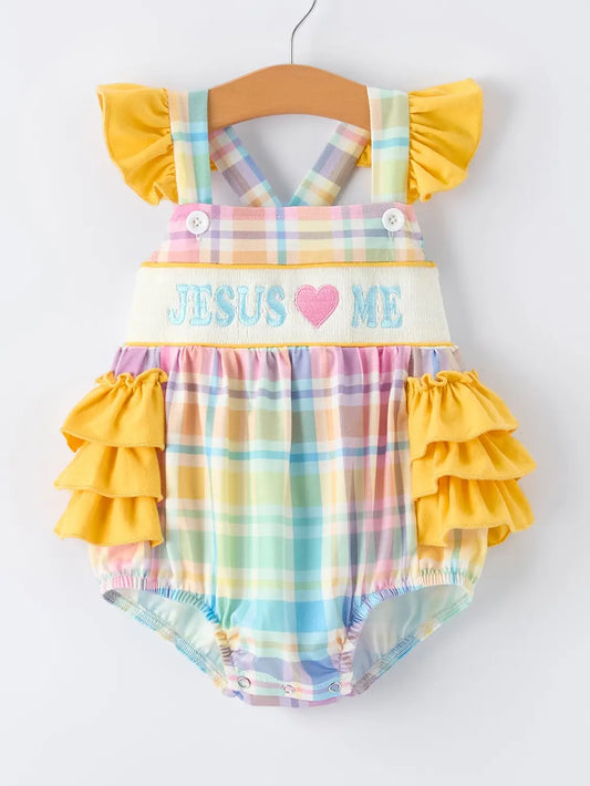 Jesus ❤ Me Embroidered Romper