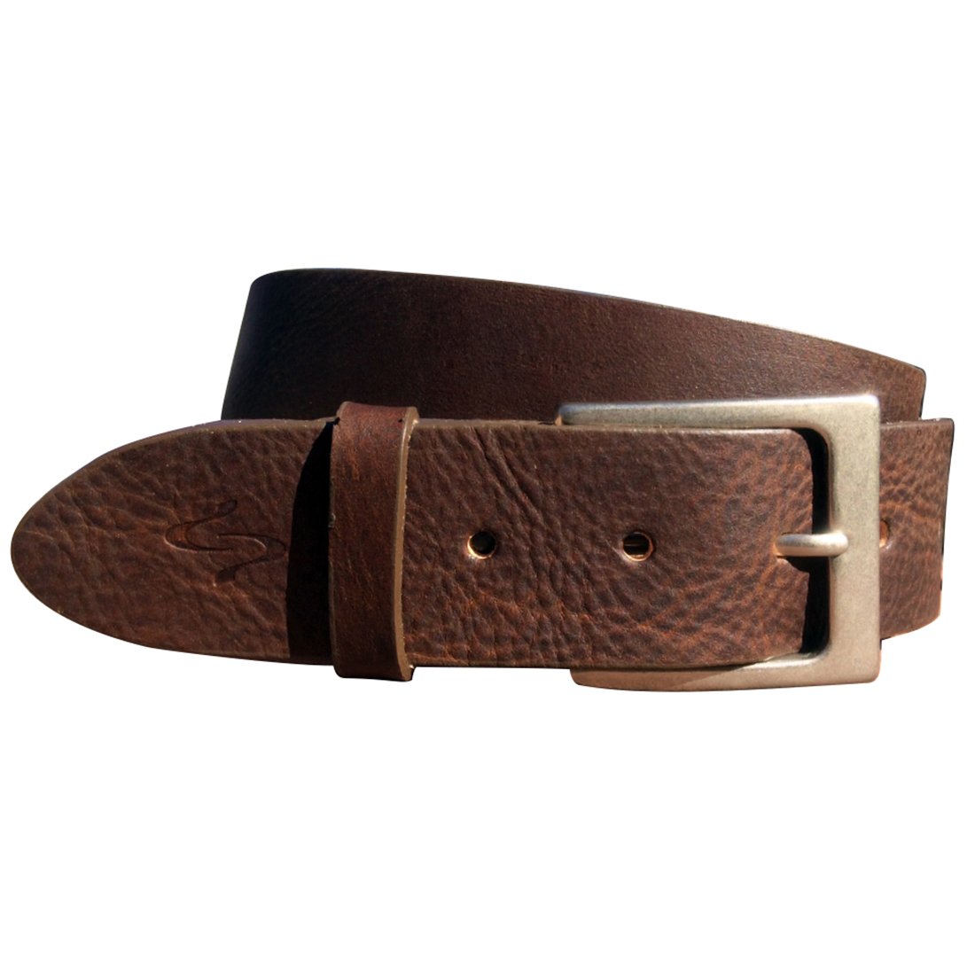 Curved Handmade Leather Belt - Burnished Brown