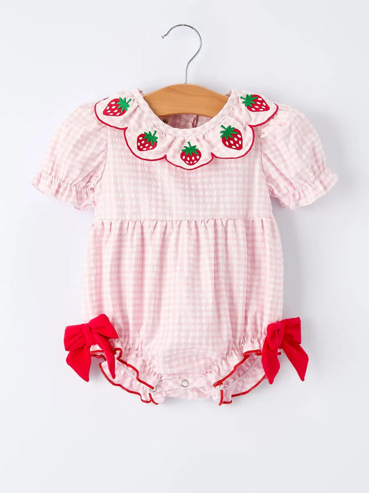 Plaid Smocked Strawberry Romper