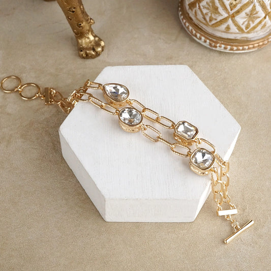 Clear Crystal Double Chain Bracelet