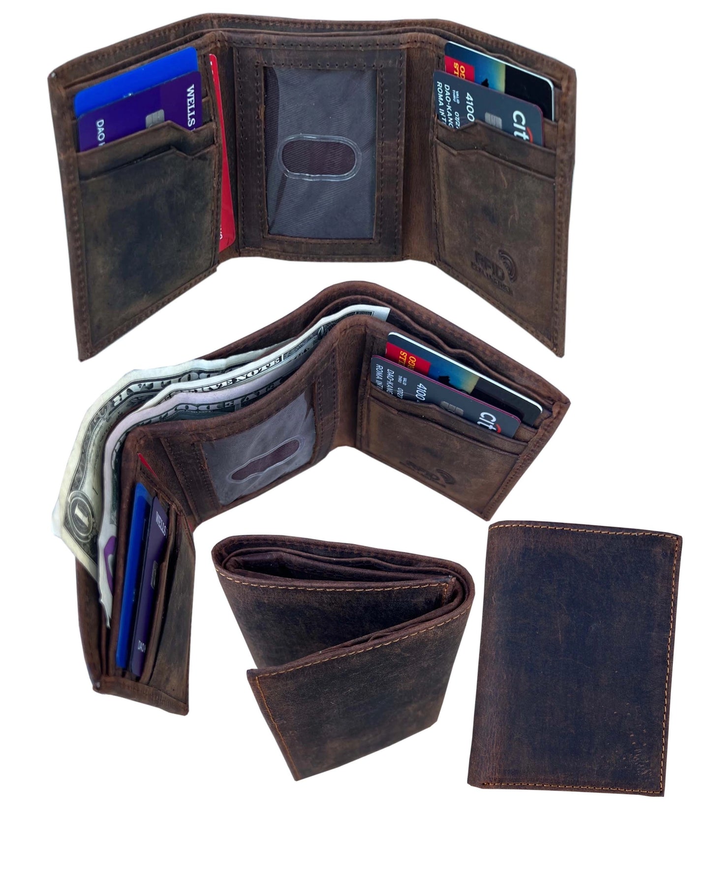 Buffalo Leather Tri-fold Wallet | Brown