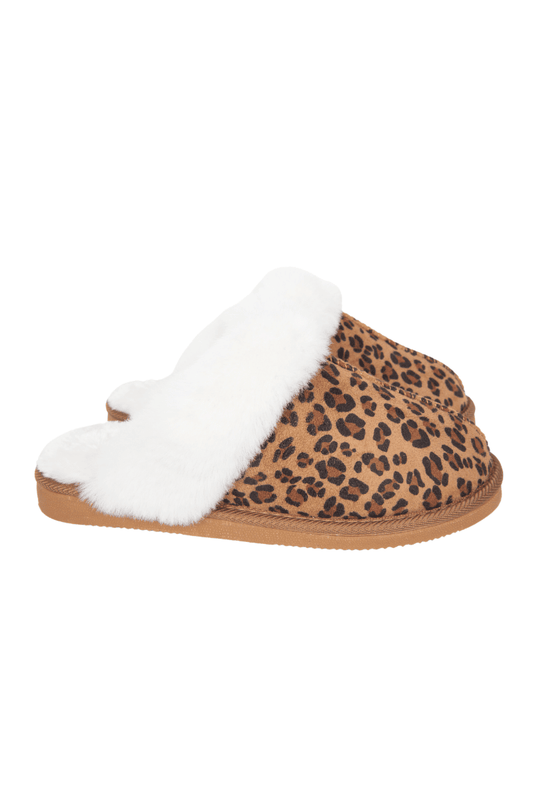 Leopard Print Faux Fur Slippers