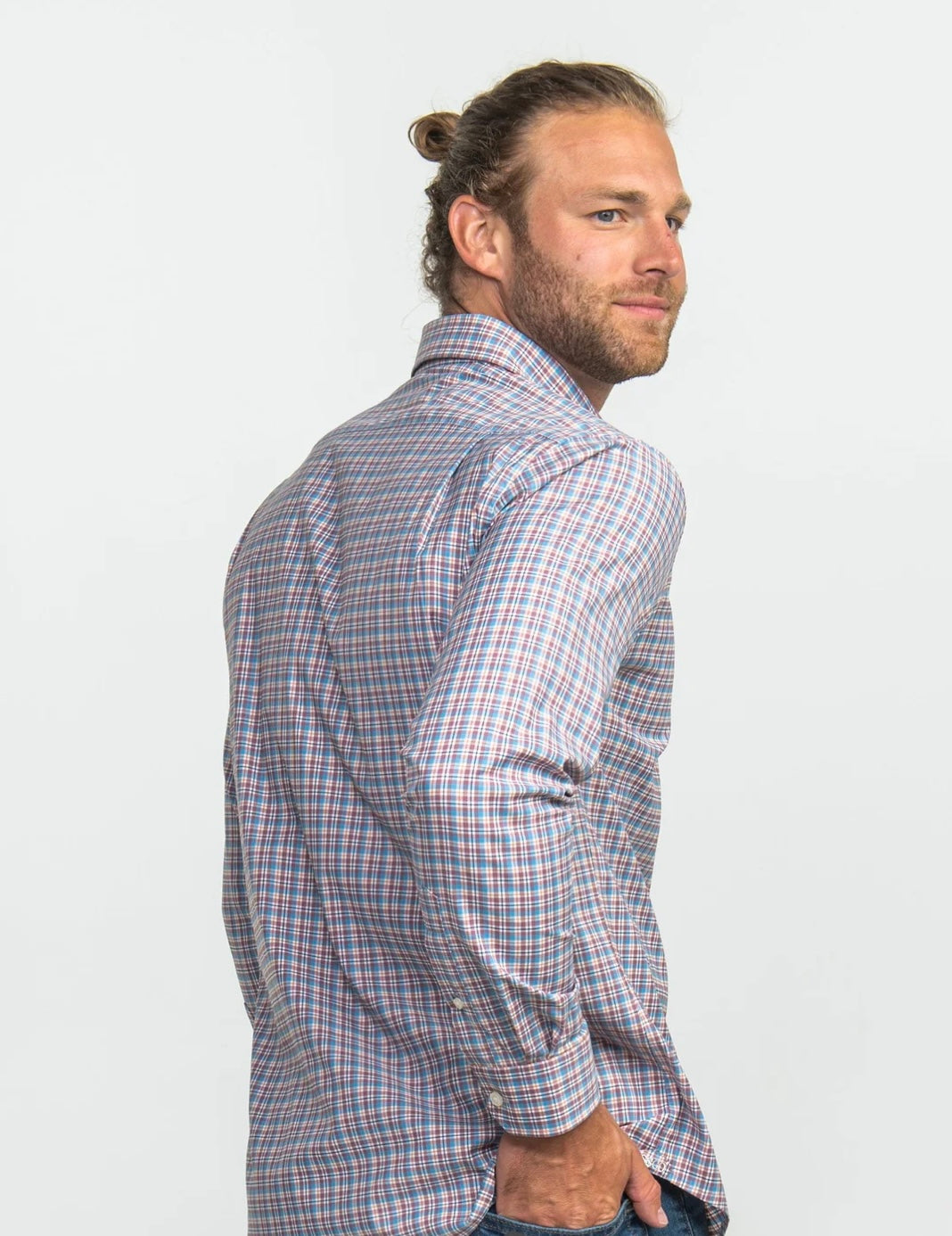 Columbia Plaid Long Sleeve Button Down - Country Blue