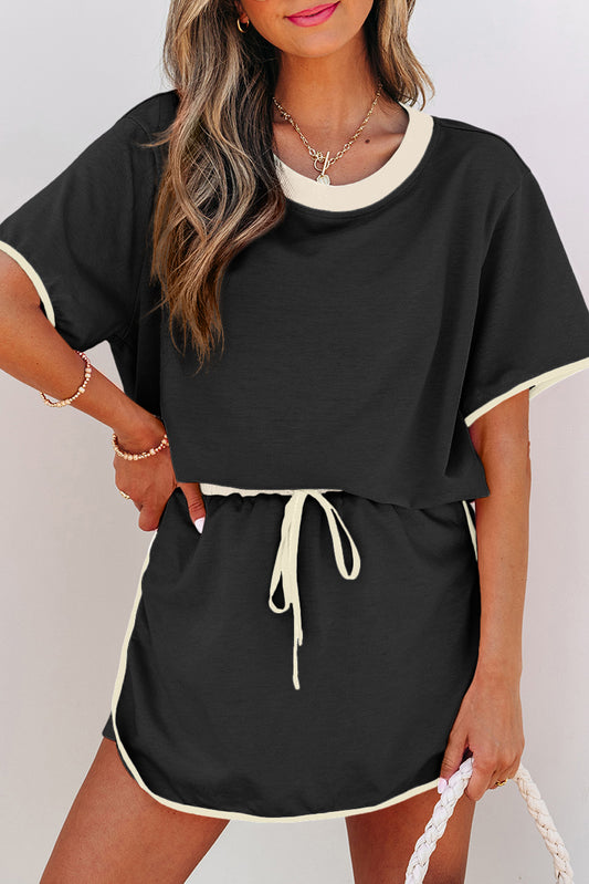 Black & Cream Skort Set