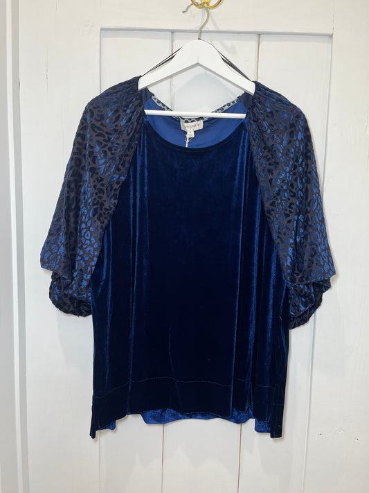 Plus Size Velvet Navy Top