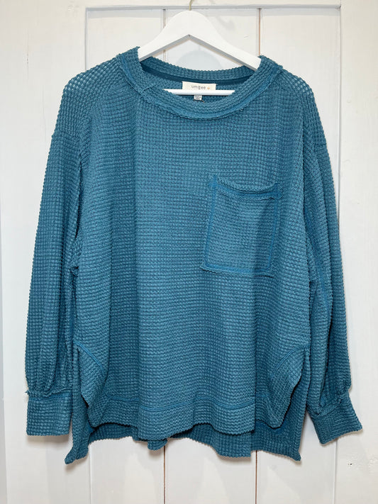 Plus Size Teal Pocket Top