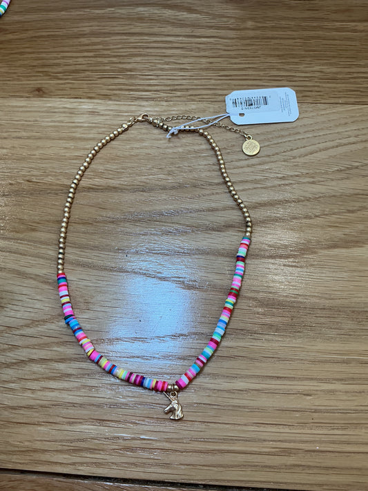 Girls Multi Color Beaded Unicorn Necklace | Jane Marie