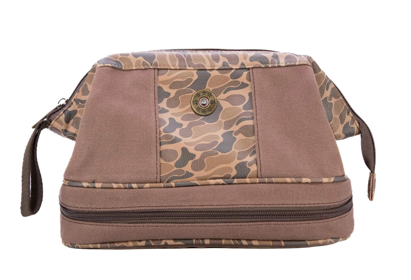Shot Shell Brown Waxed Canvas Old School Camo Toiletry Bag