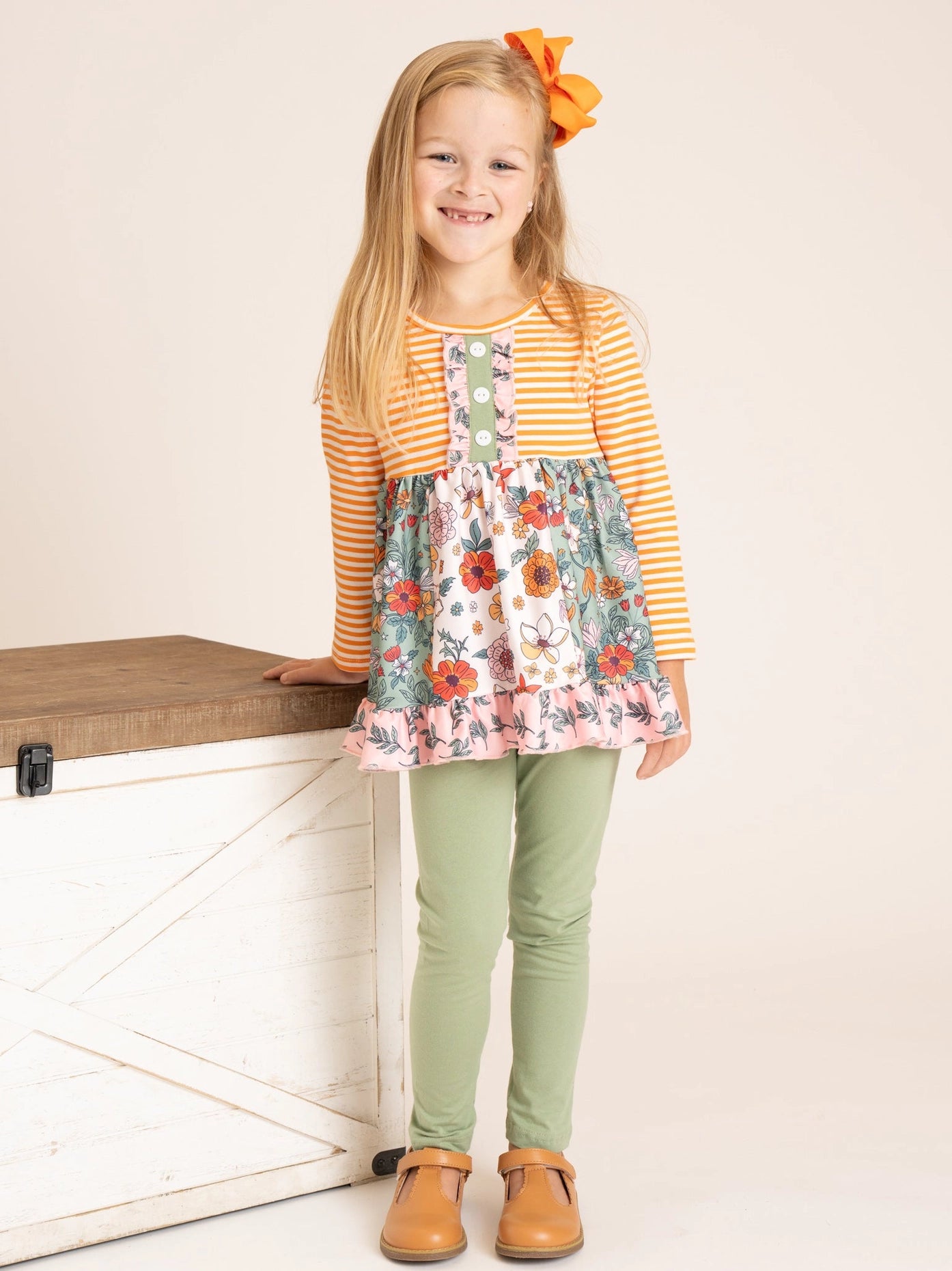 Garden Bloom Striped Ruffle Set