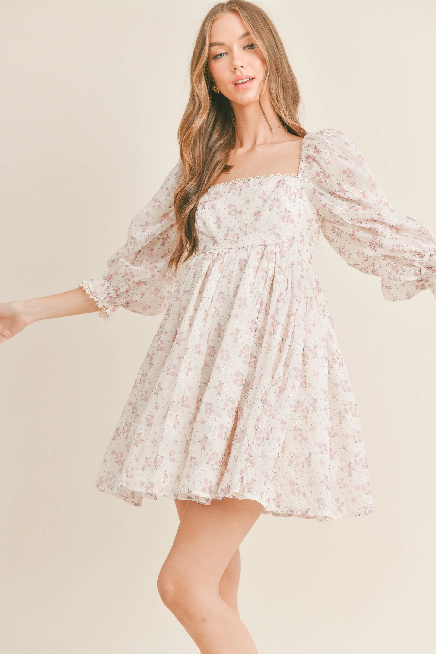 Floral Puff Sleeve Babydoll Dress
