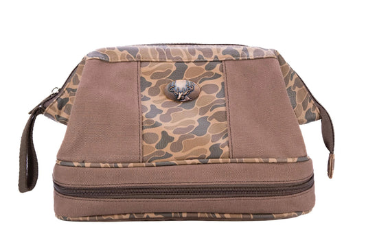 Buck Brown Waxed Canvas Old School Camo Toiletry Bag