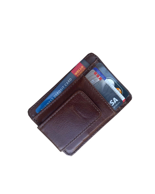 Buffalo Leather Magnetic Money Clip | Brown