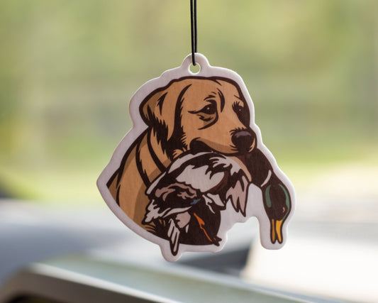 Yellow Lab Air Freshener | Forest Rain