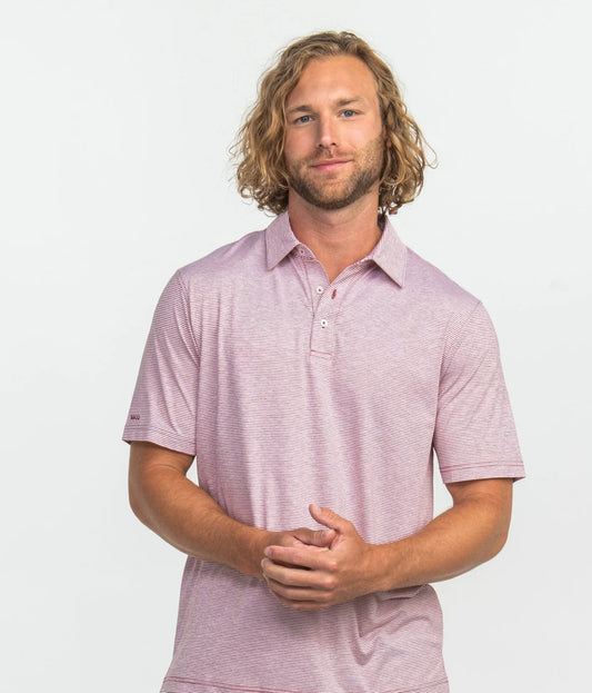 Heather Madison Stripe Polo - Red Zone