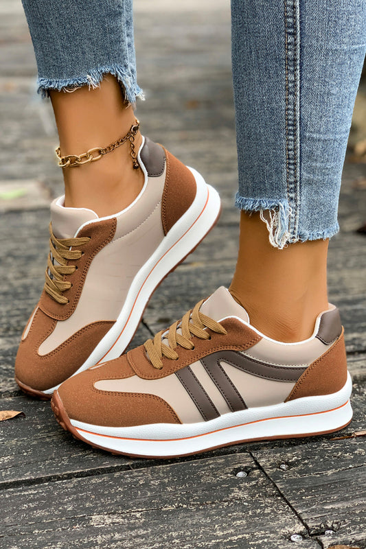 Color Block Leather Sneakers