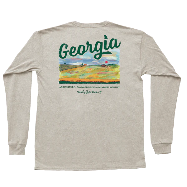 Georgia Ag Long Sleeve Pocket Tee - Light Gray