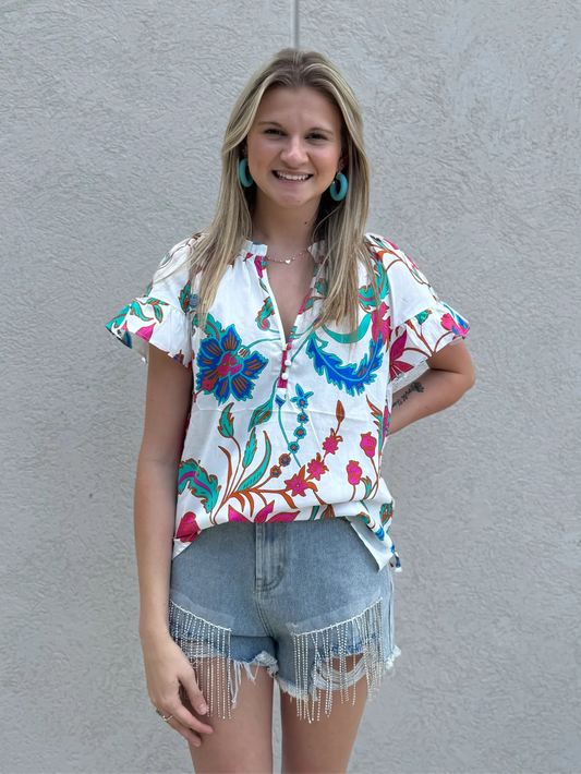 Izzie Floral Ruffle Top