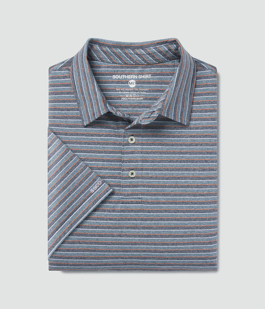 Cahaba Heather Stripe Polo | Navy Night