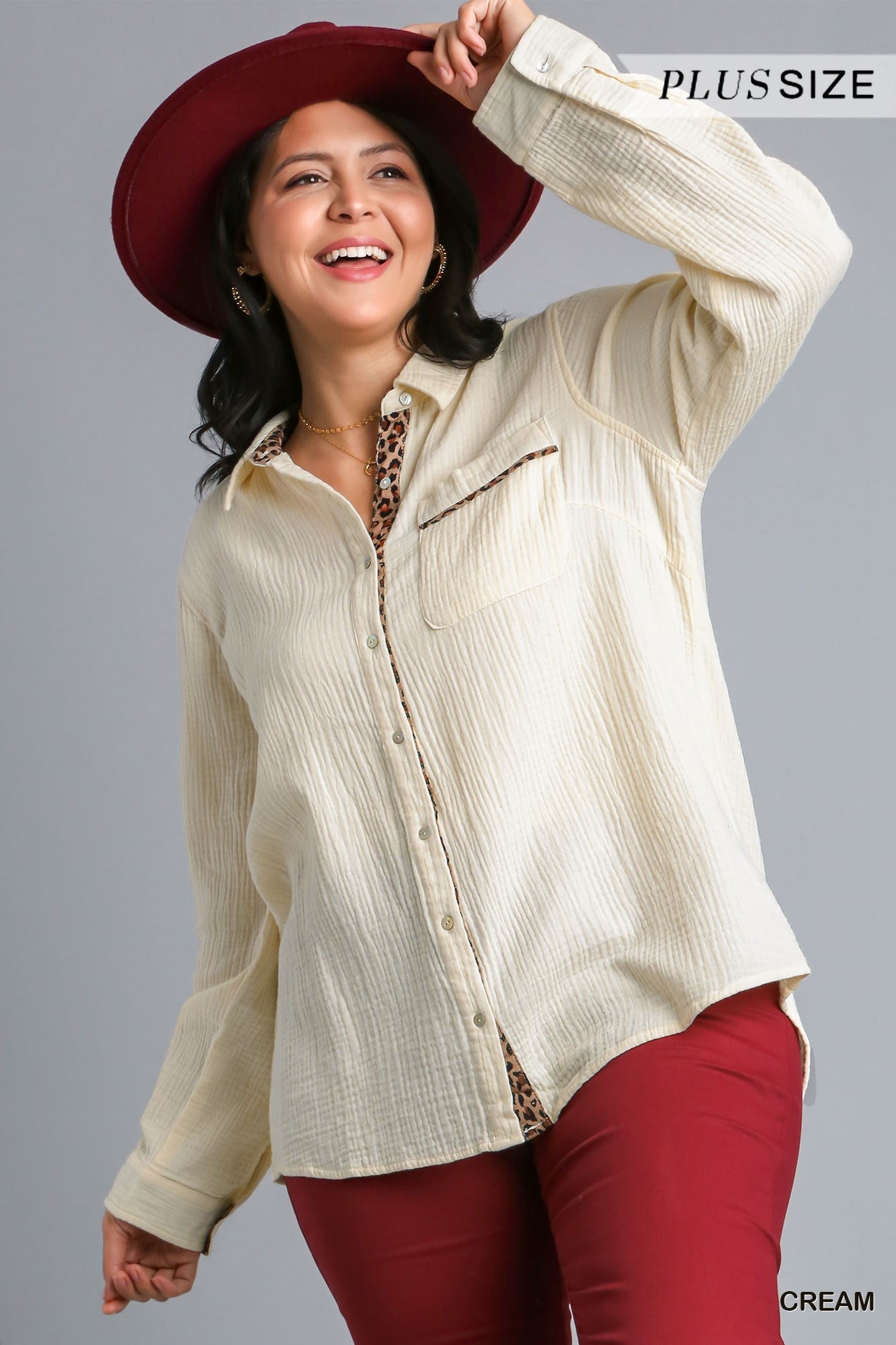 Plus Size Linen Button Down