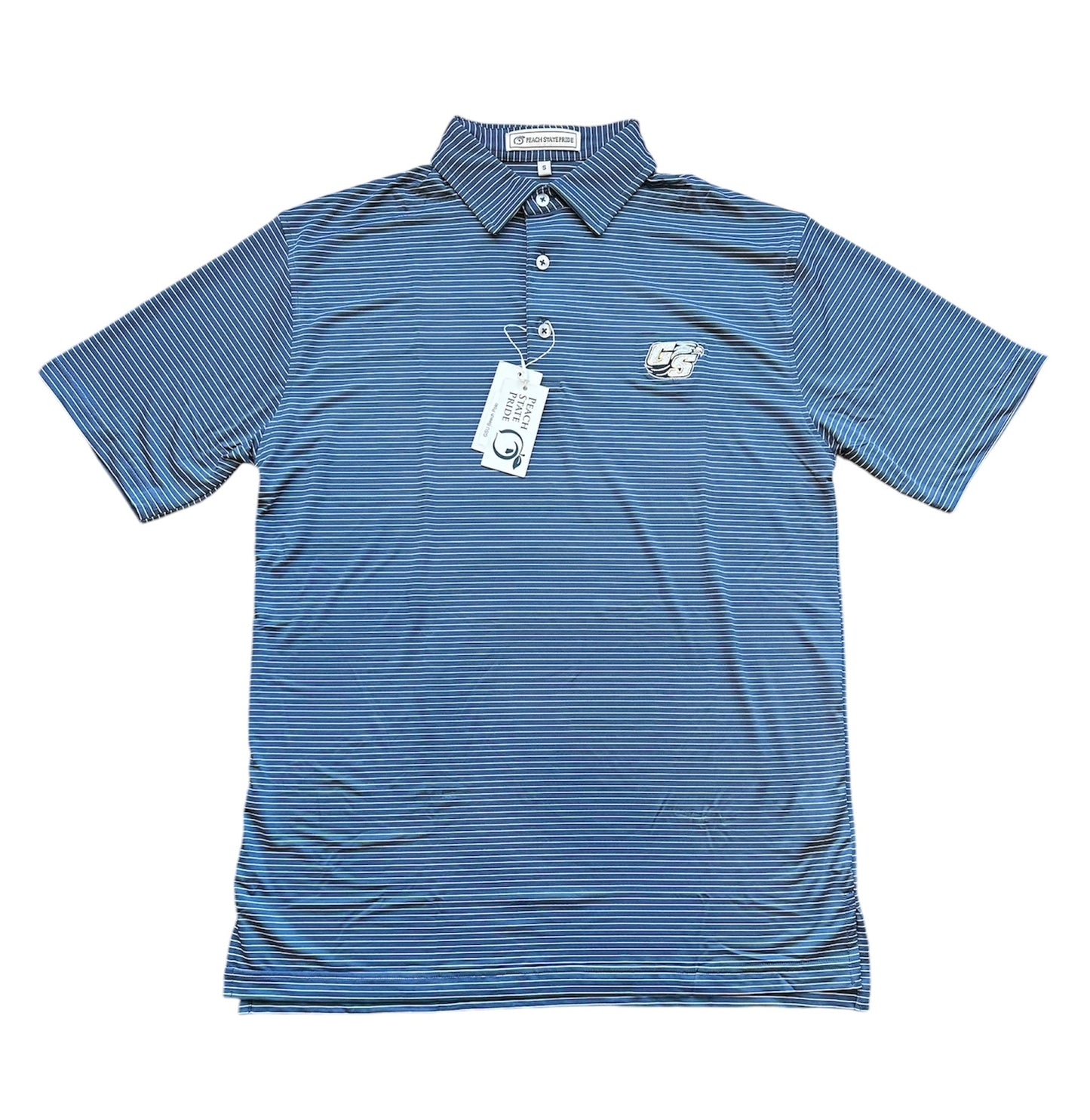 GSU Beech Performance Polo - Navy with White Stripes