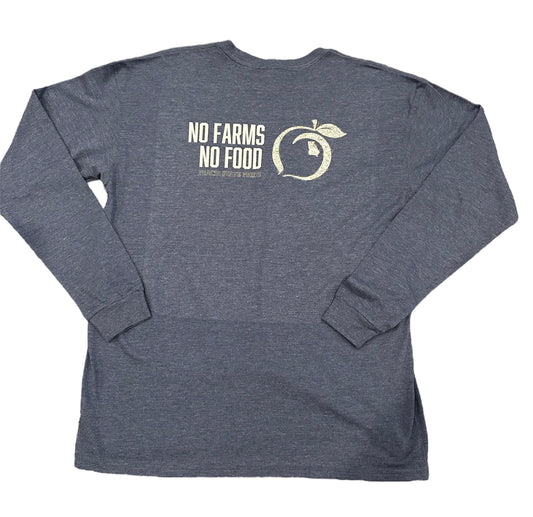 No Farm No Food Pocket Long Sleeve Tee - Navy