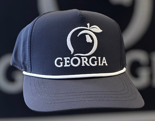 Georgia Peach 5 Panel Performance Rope Hat - Navy