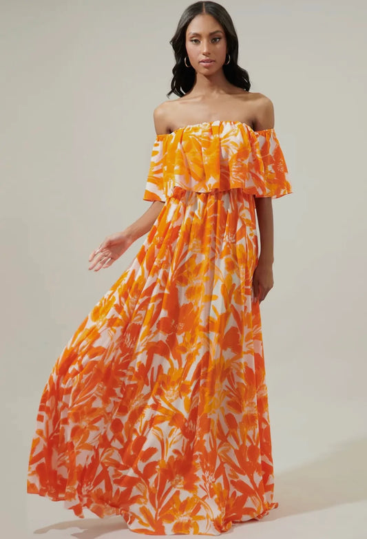 Dreamsicle Off the Shoulder Maxi Dress