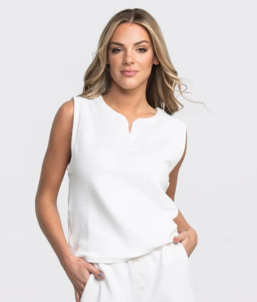 Textured Knit Henley Tank | Fresh Linen