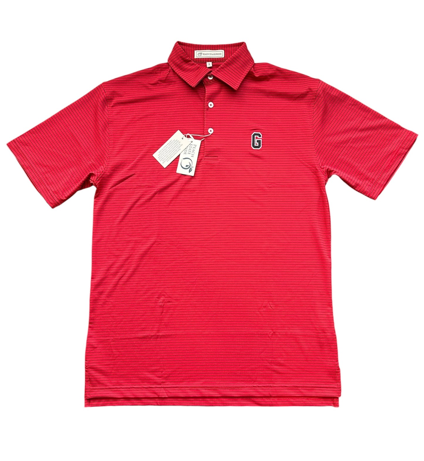 UGA Block G Betula Stripe Performance Polo - Red & Black