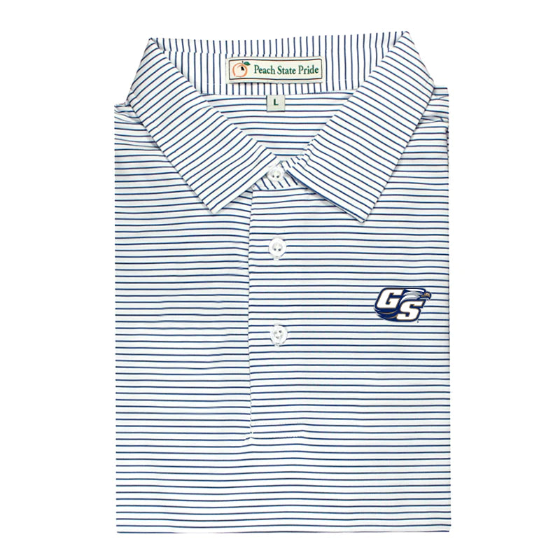 GSU Navy/White Dogwood Stripe Performance Polo