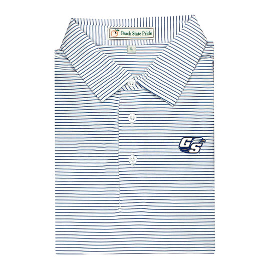 GSU Navy/White Dogwood Stripe Performance Polo