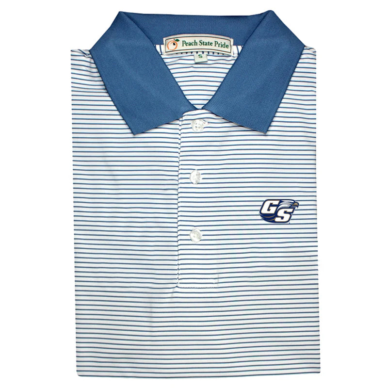 GSU Dogwood Stripe Performance Polo - Navy & White