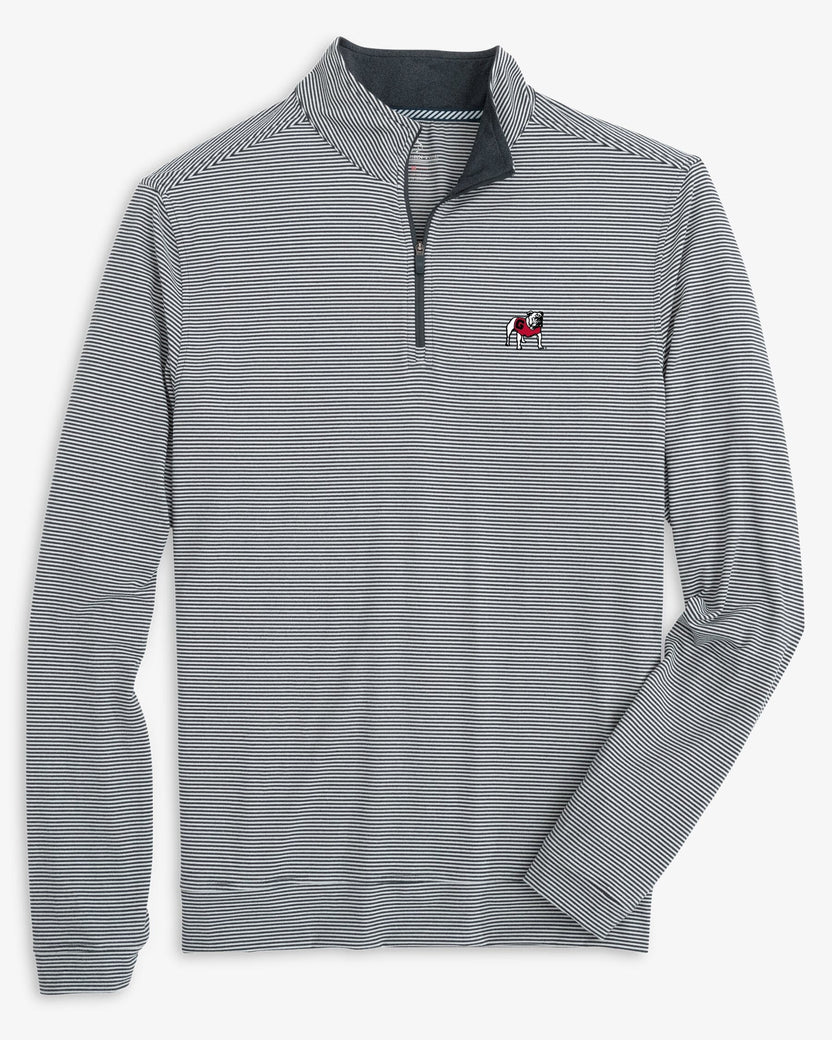 Georgia Cruiser Micro Stripe Quarter Zip - Heather Black