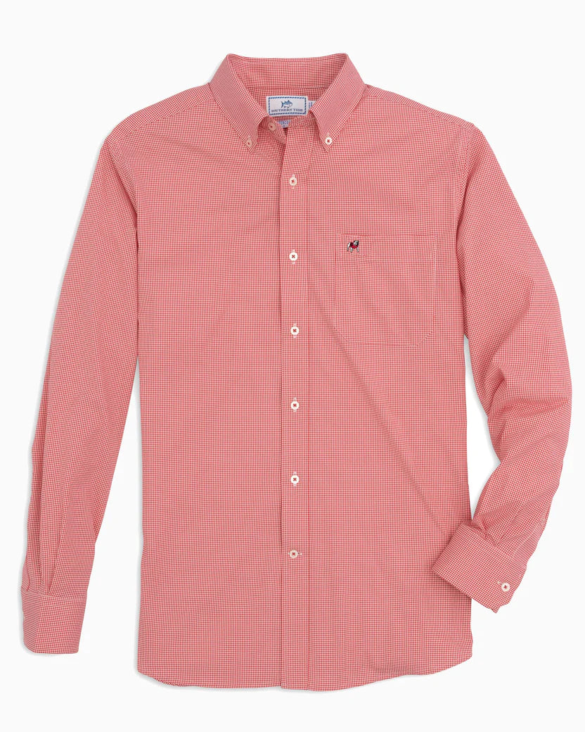 Gameday Gingham Long Sleeve Button-Down - Varsity Red