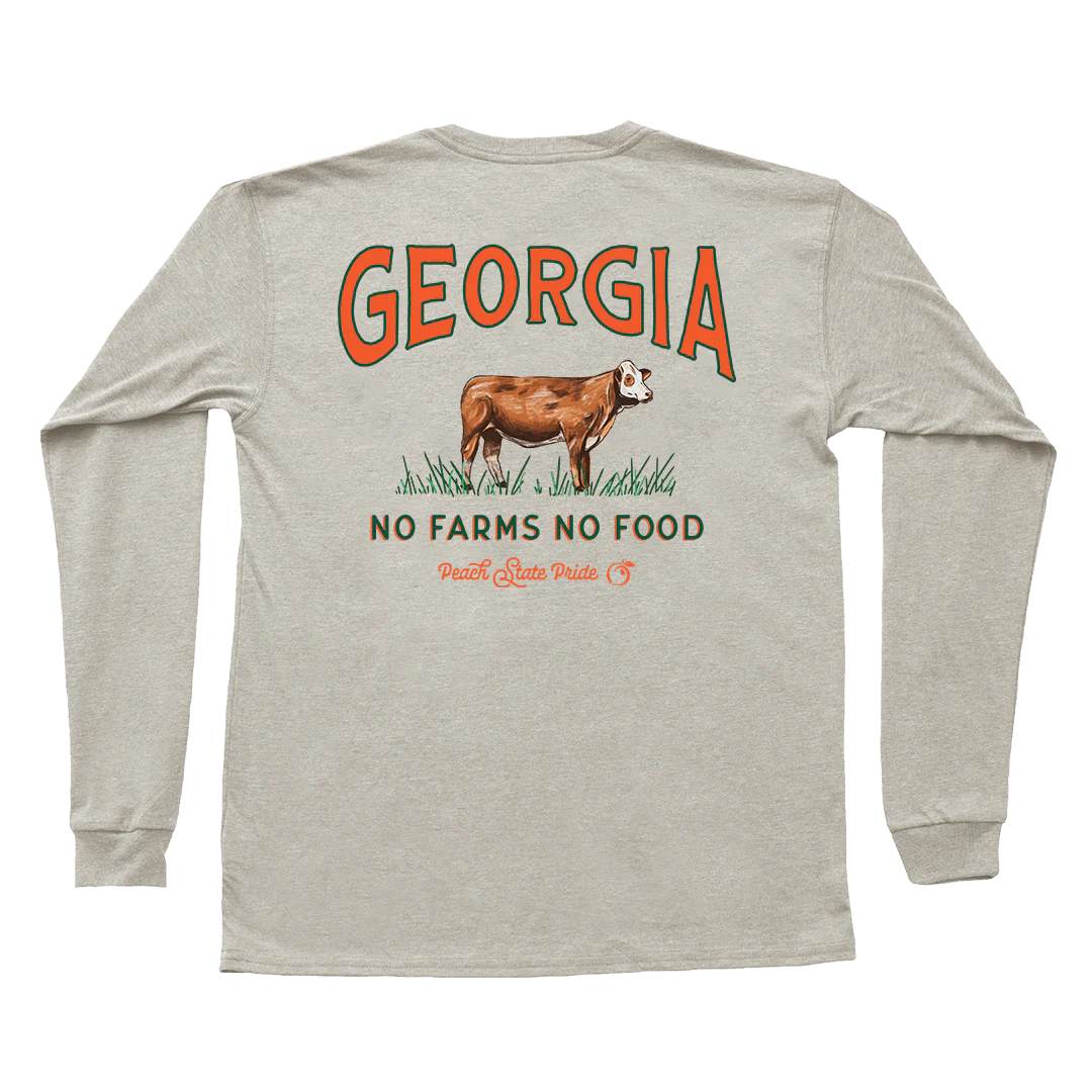 Georgia No Farms, No Food Long Sleeve Pocket Tee - Oatmeal