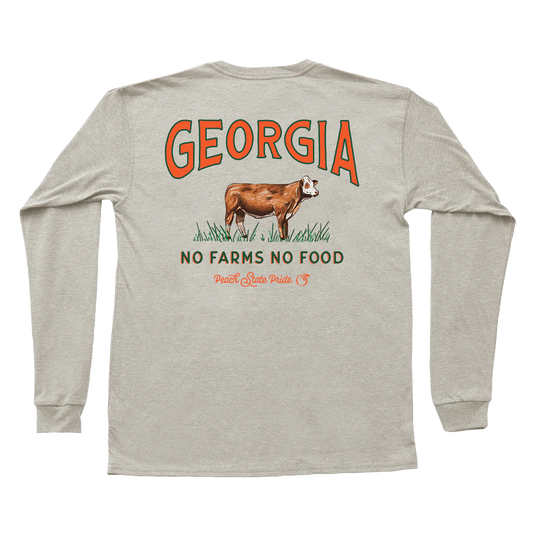 Georgia No Farms, No Food Long Sleeve Pocket Tee - Oatmeal