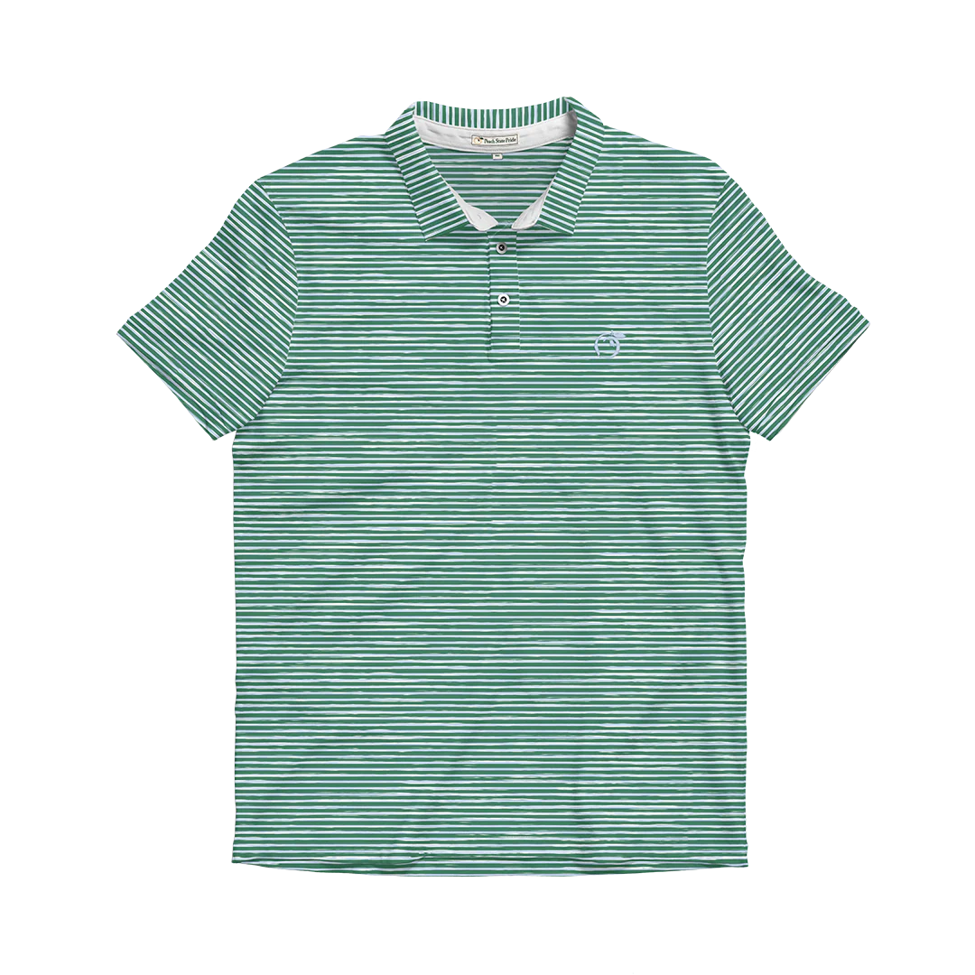 Pine Green & Cays Blue Heathered Azalea Performance Polo