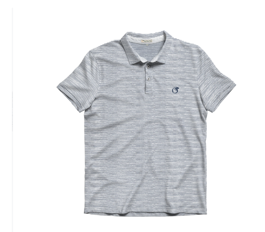 Navy/White Heathered Azalea Stripe Performance Polo