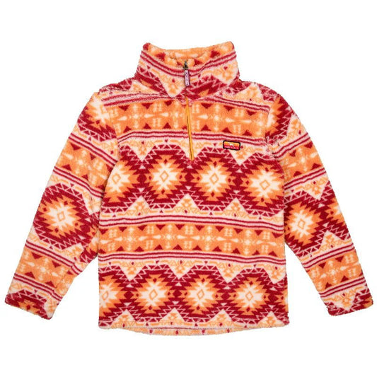 Orange Aztec Sherpa Pullover | Simply Southern