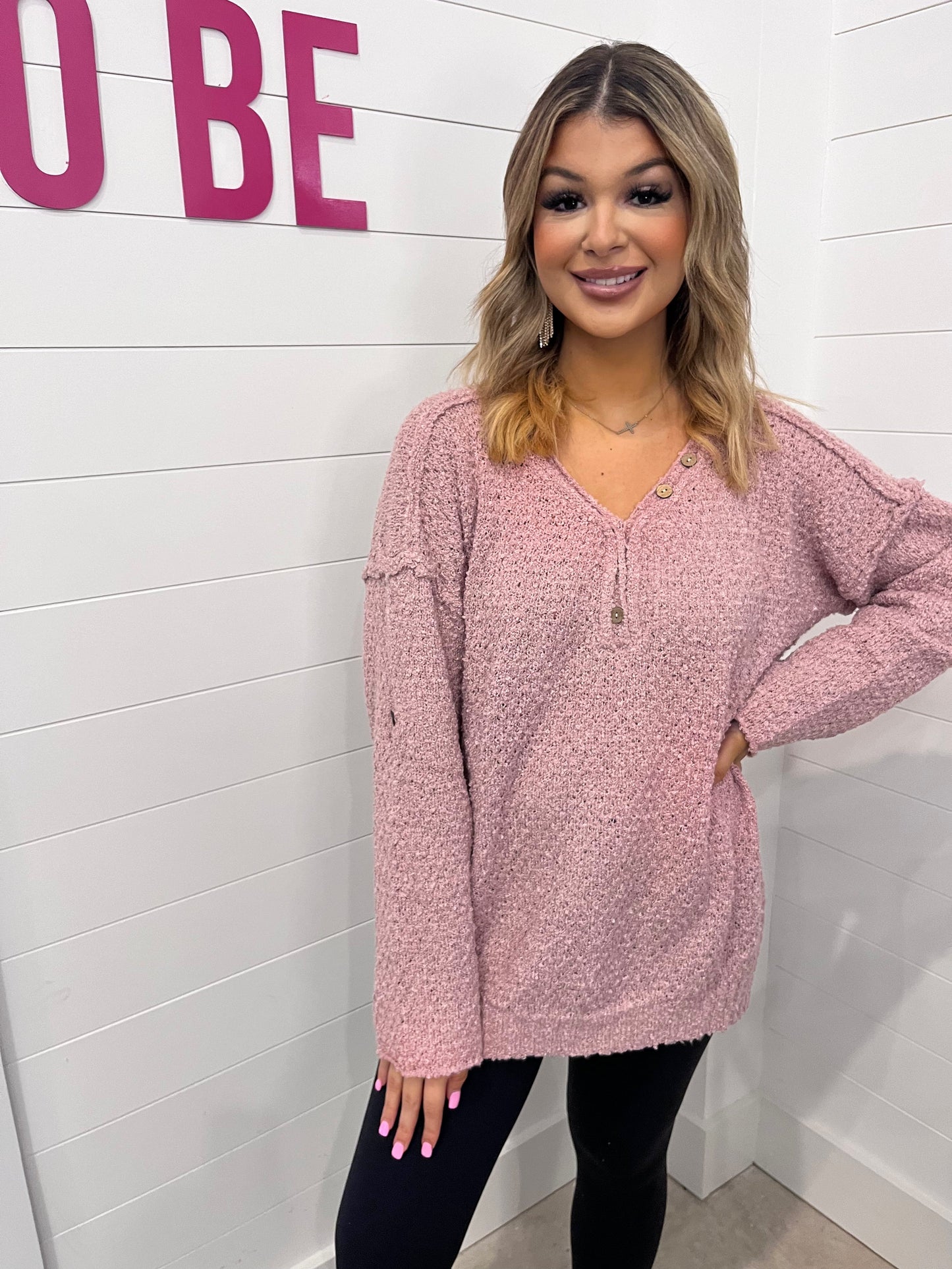 Dusty Rose Yarn Sweater
