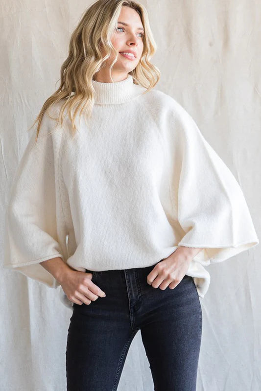 Plus White Turtleneck Pullover