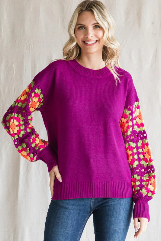 Plus Size Crochet Sleeve Sweater