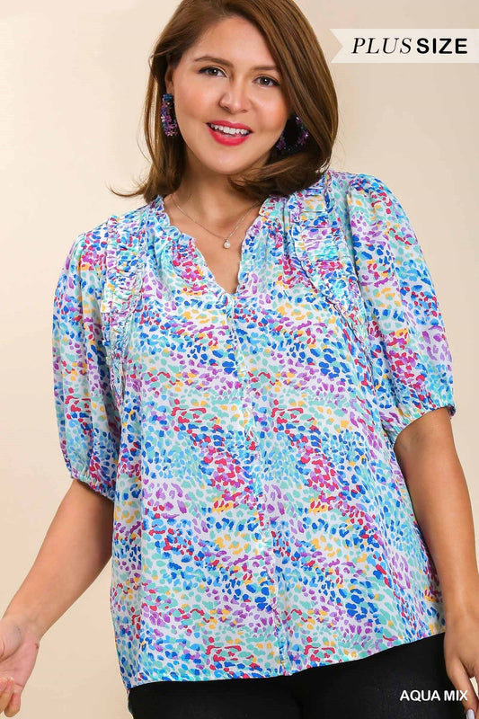 Plus Size Aqua Mix Top