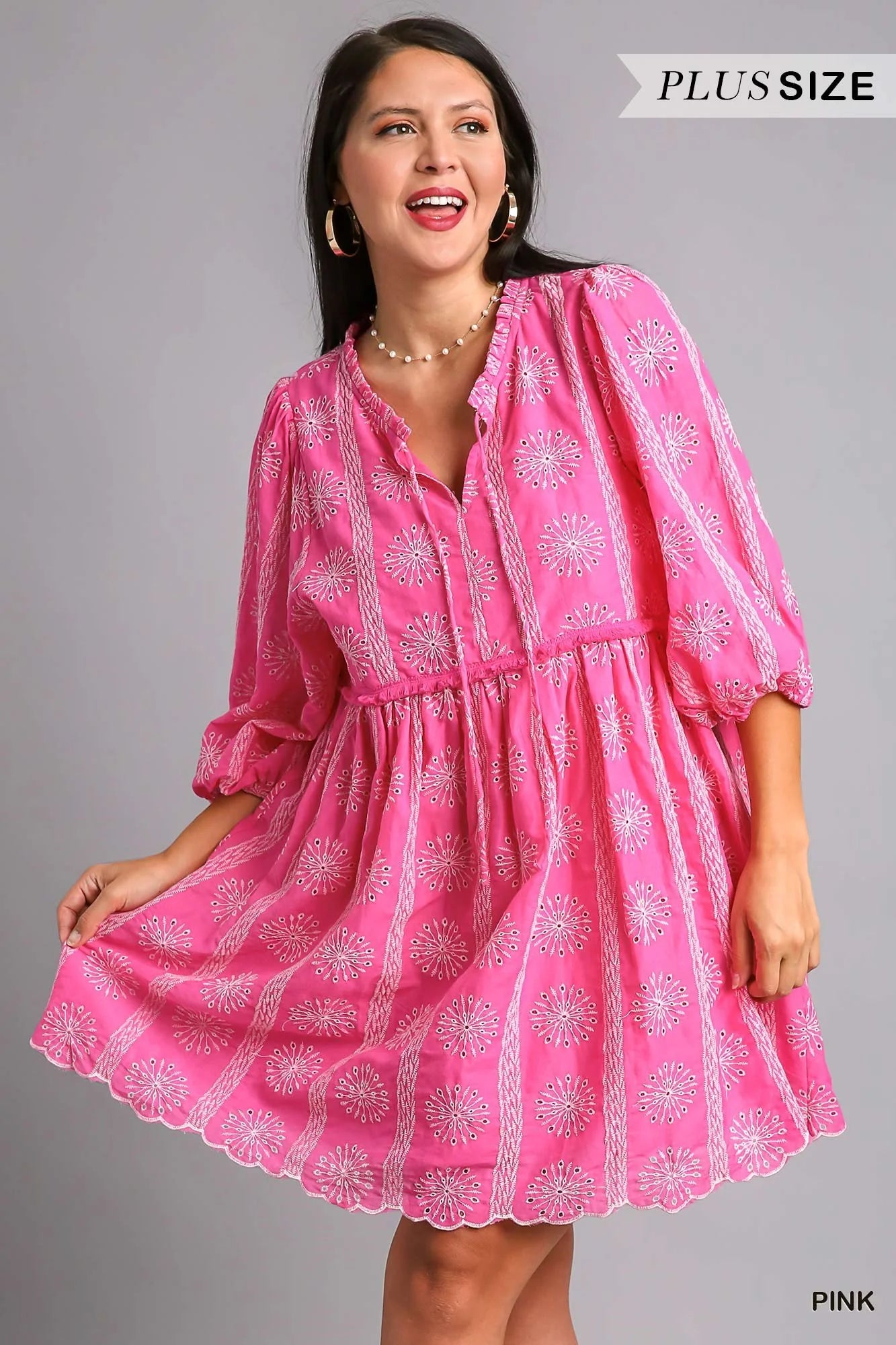 Plus Size Pink Floral Dress
