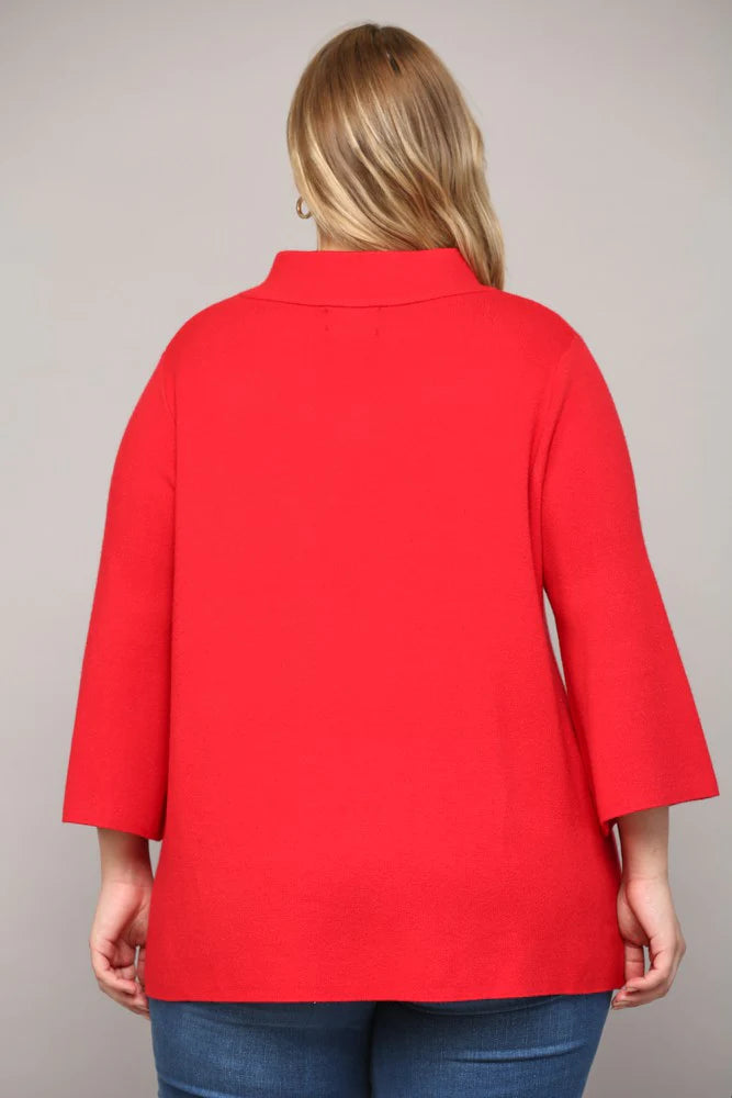 Plus Size Red Mock Neck Sweater